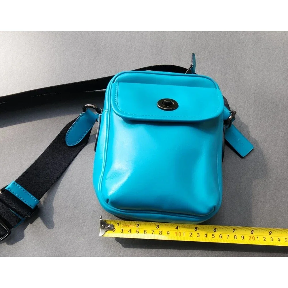 Coach Heritage Crossbody Bag Turquoise Blue Smooth Calf Leather C1269 Turnlock